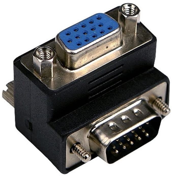 SIENOC 2PK 90 degree Right Angle VGA Male to Female 15 Pin SVGA Converter Adapter Connector for LCD Monitor TV Connector &hellip