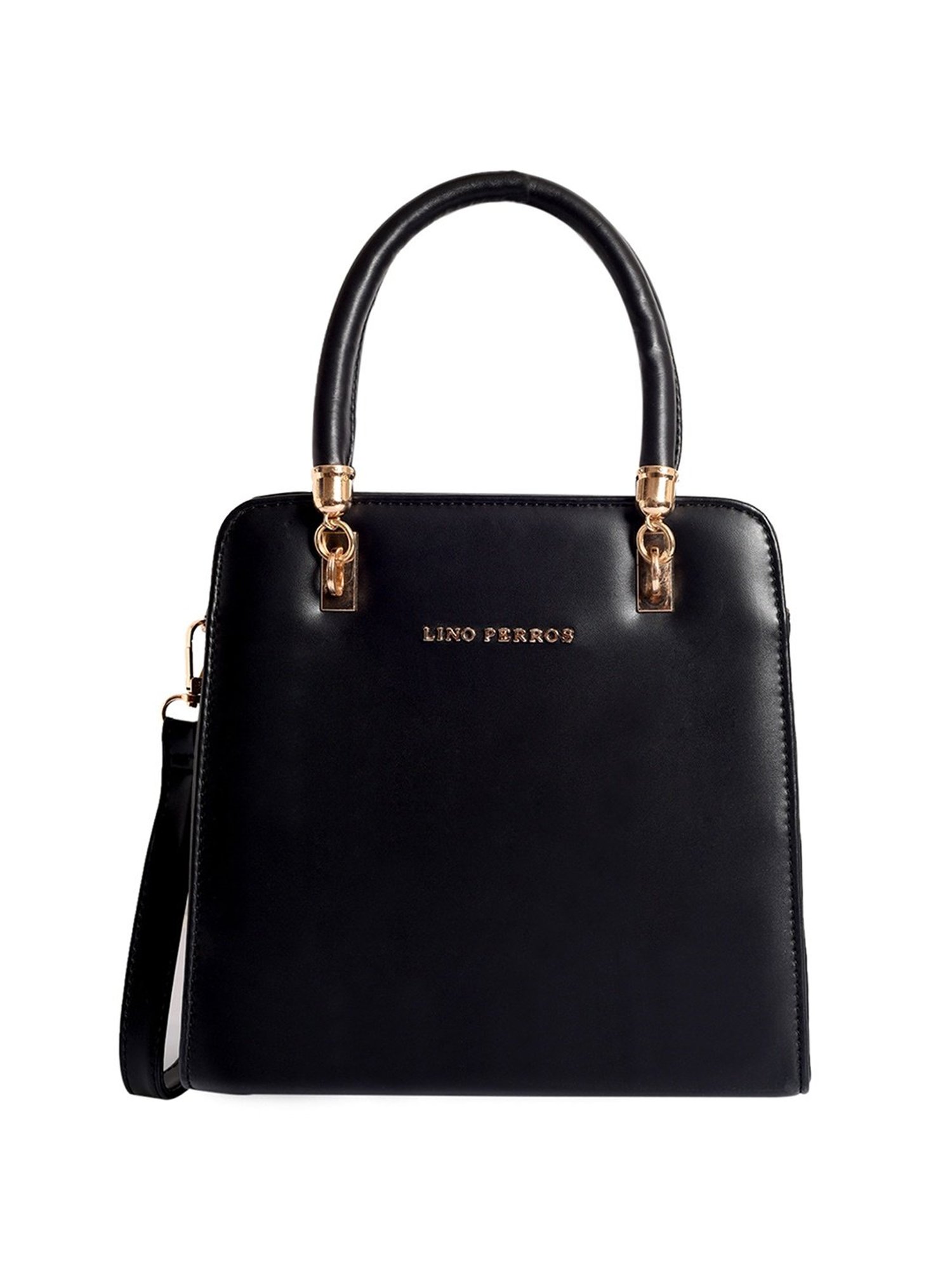 Lino Perros Core Black Textured Medium Handbag