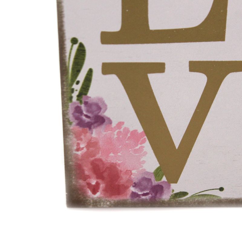 Valentine's Day 7.75" Love Message Shelf Block Floral Free Standing Burton & Burton  -  Freestanding Signs