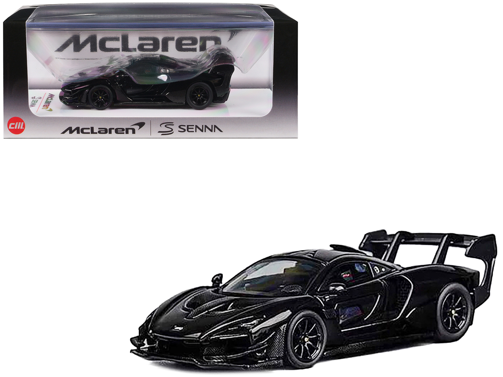McLaren Senna GTR Black and Carbon 1/64 Diecast Model Car by CM Models