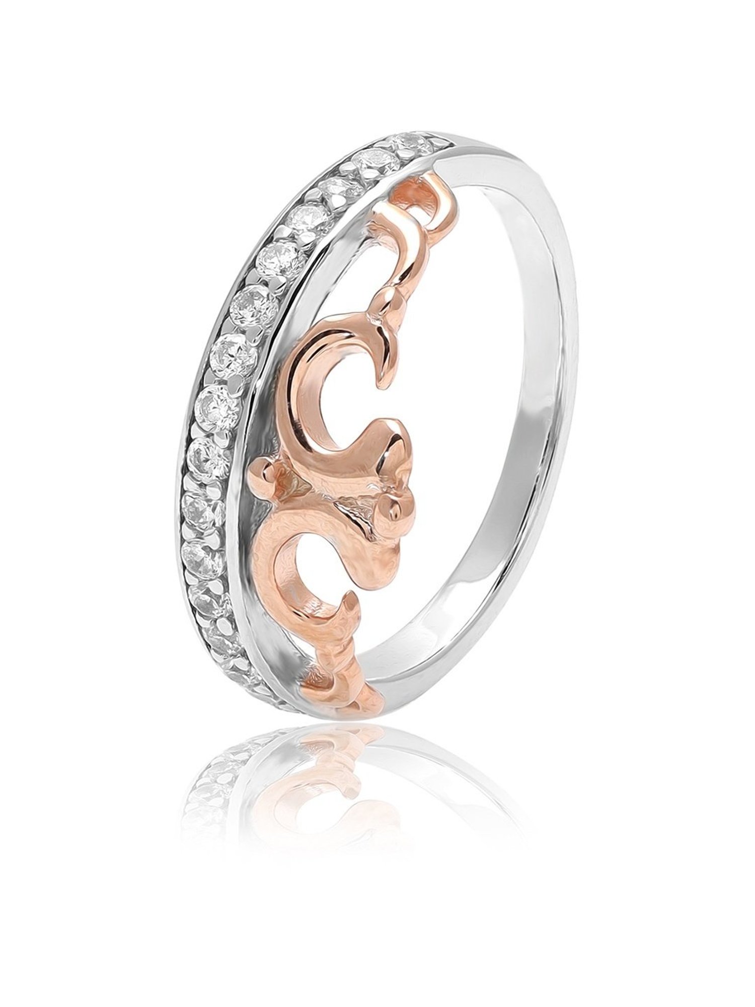 Curio Cottage 925 Silver Crown Studded Zircon Ring