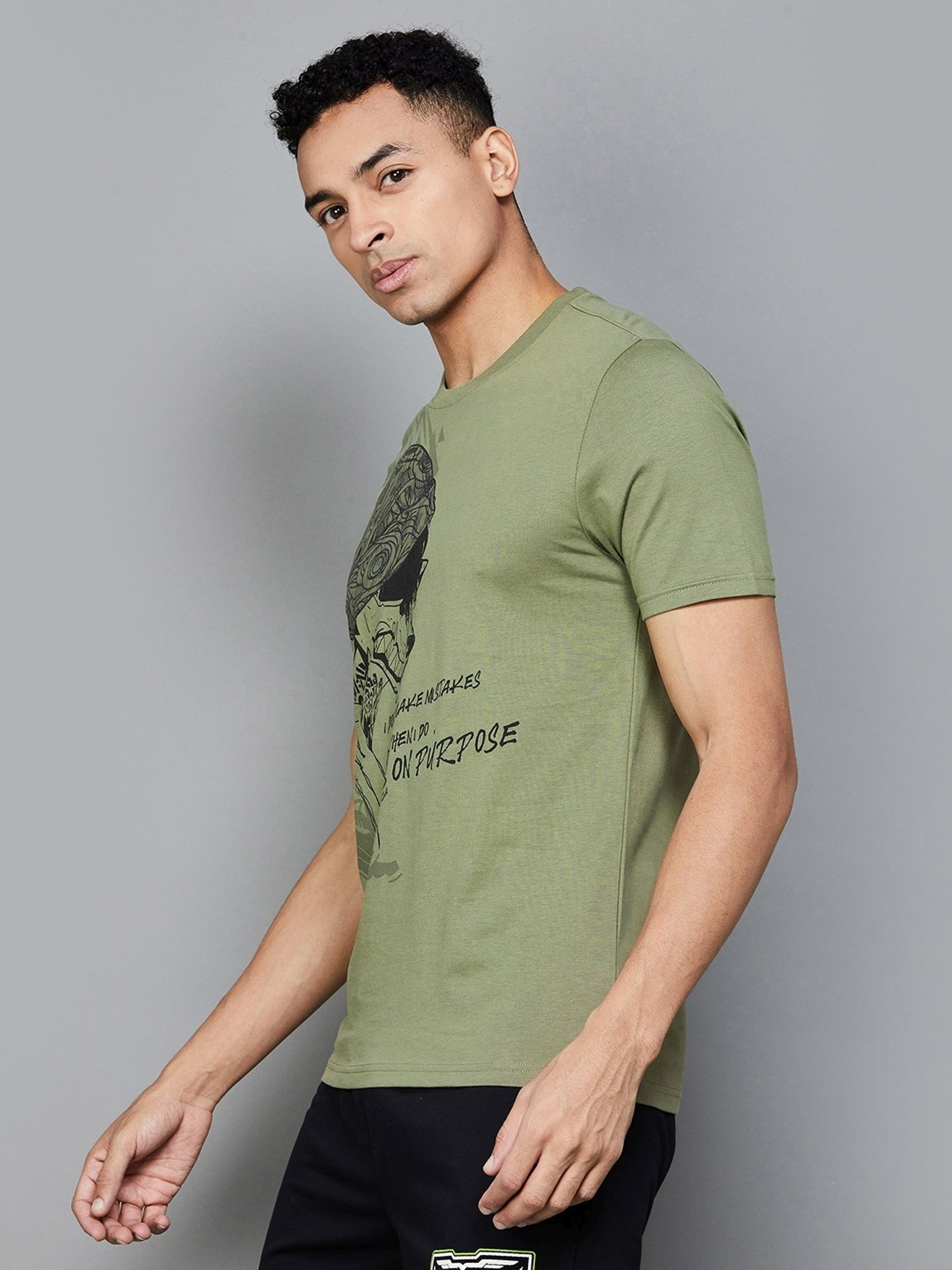 Forca by Lifestyle Sage Cotton Regular Fit Printed T-Shirt