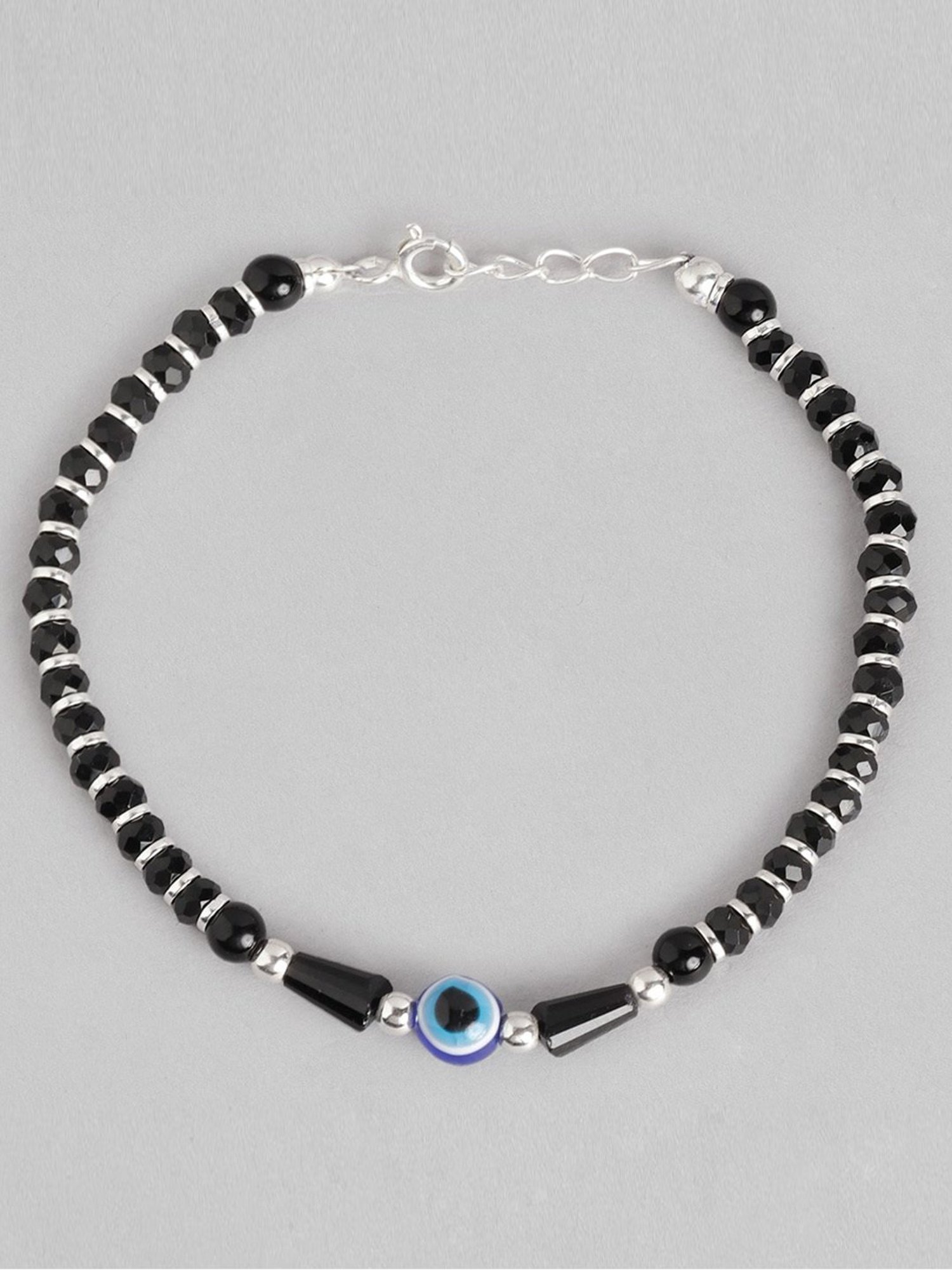 Zavya 92.5 Sterling Silver Evil Eye Bracelet in Rhodium-Plating