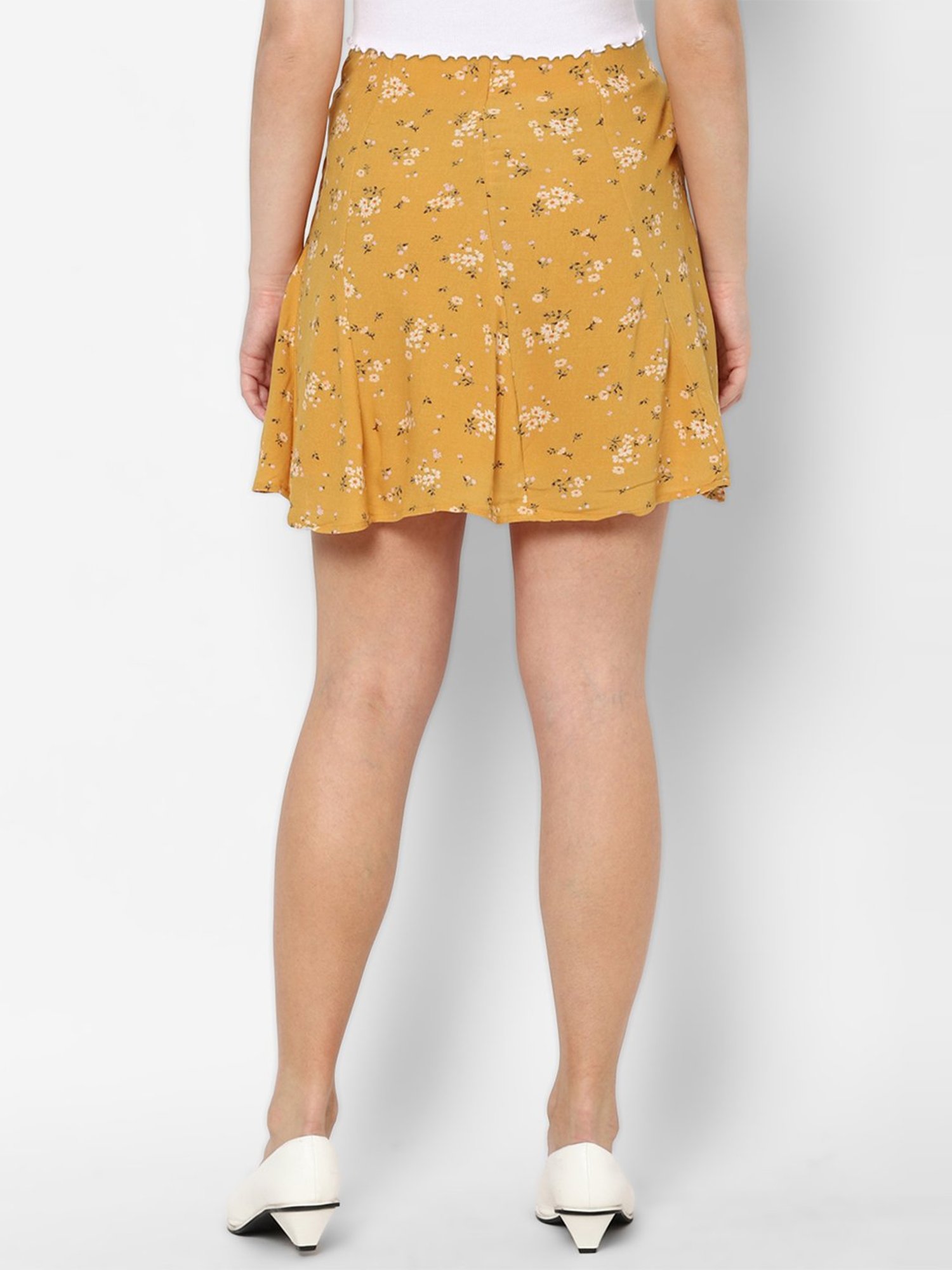 American Eagle Outfitters Yellow Floral Print Mini Skirt