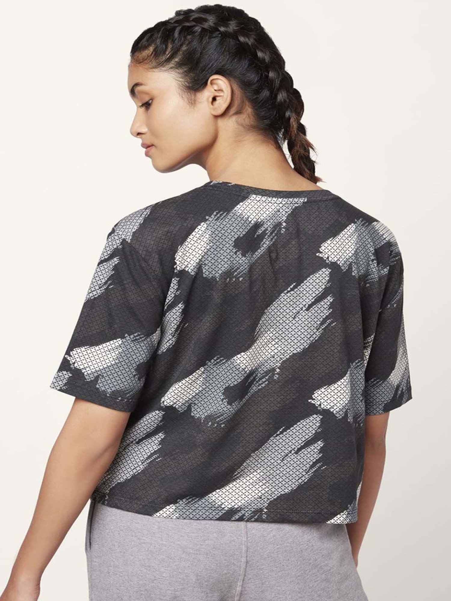 Ajile by Pantaloons Grey Cotton Printed Sports Top