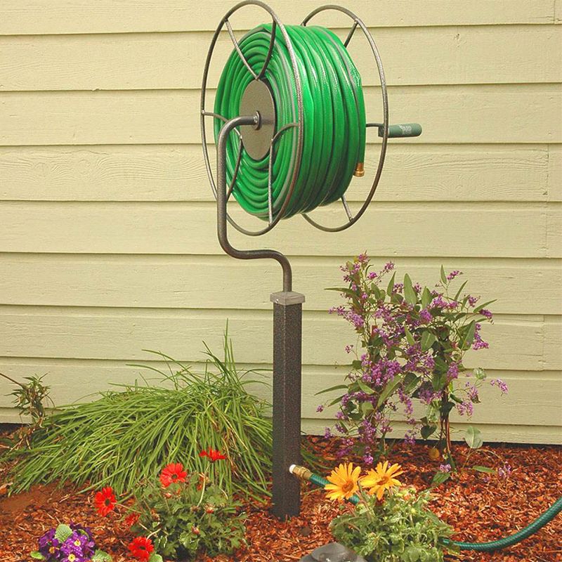 Yard Butler Free Standing Mountable Steel Swivel Garden Outdoor Hose Reel