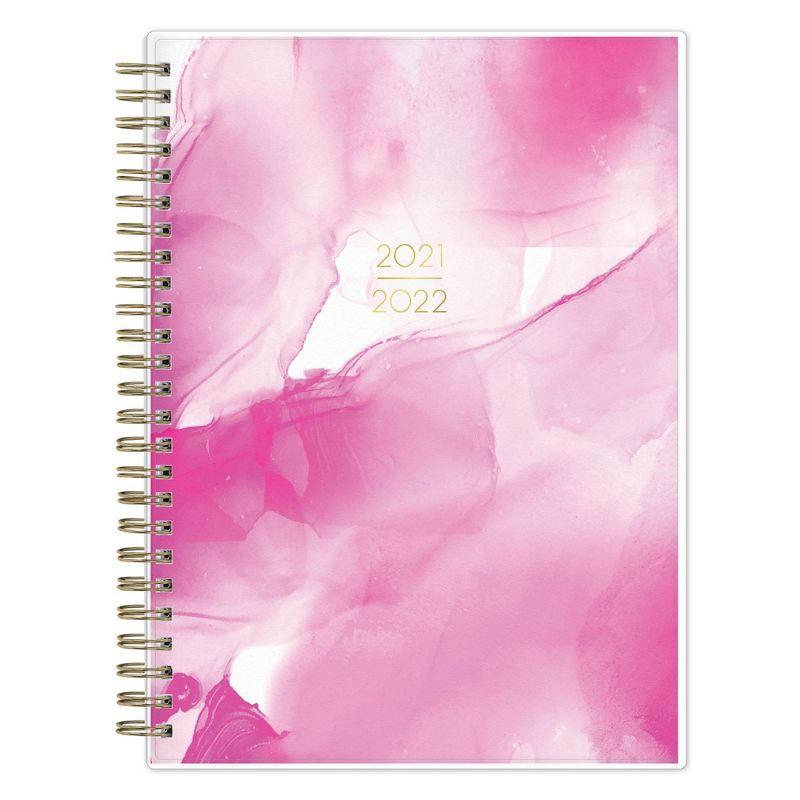 2021-22 Academic Planner Notes 5.875"x8.625" Flexible Plastic Cover Weekly/Monthly Wirebound Alcohol Ink Pink White - May Designs