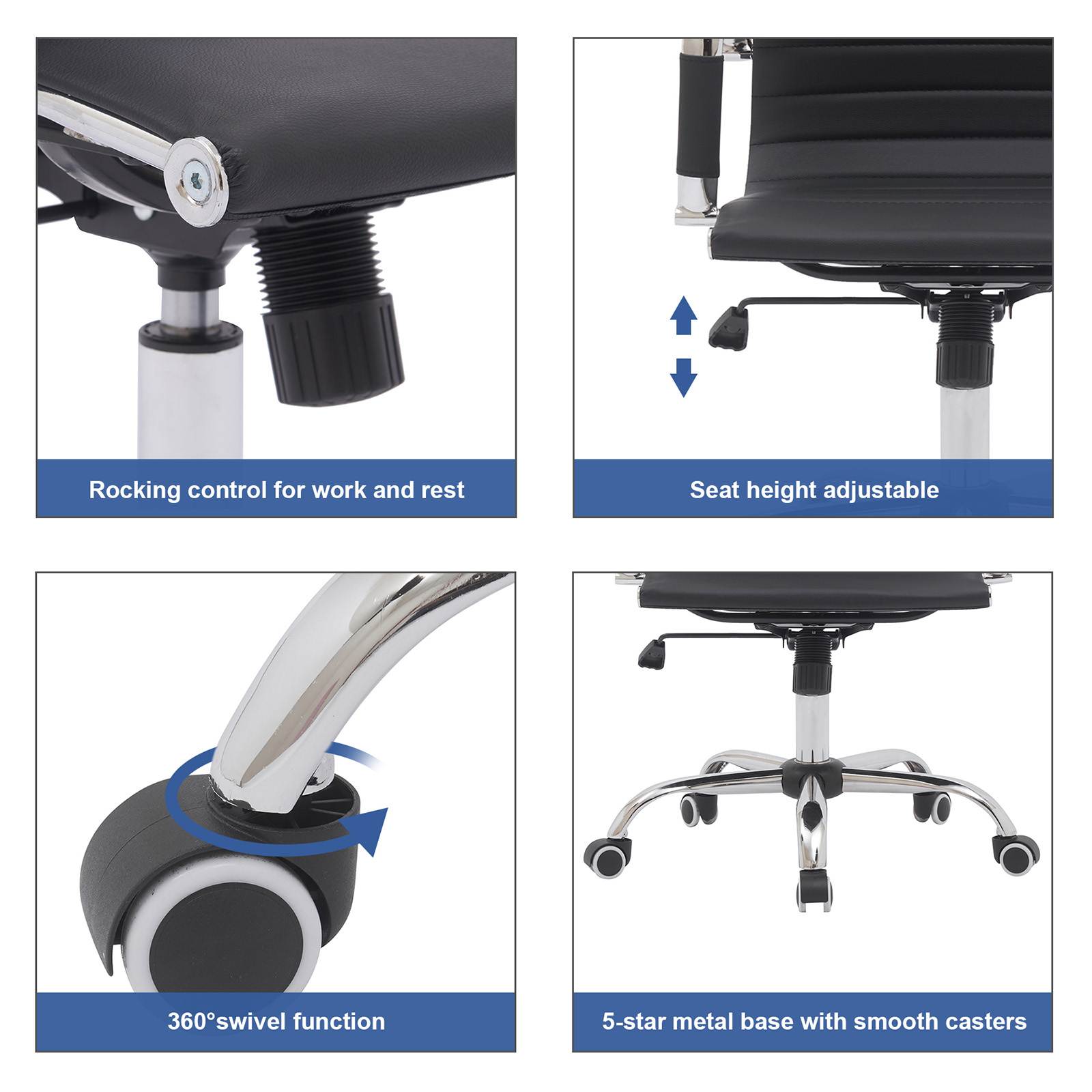 YOUTHUP Office Chair Functional Ergonomic Leather Office Chair Swivel Rolling Computer Desk Chair with Lumbar Support,Beige