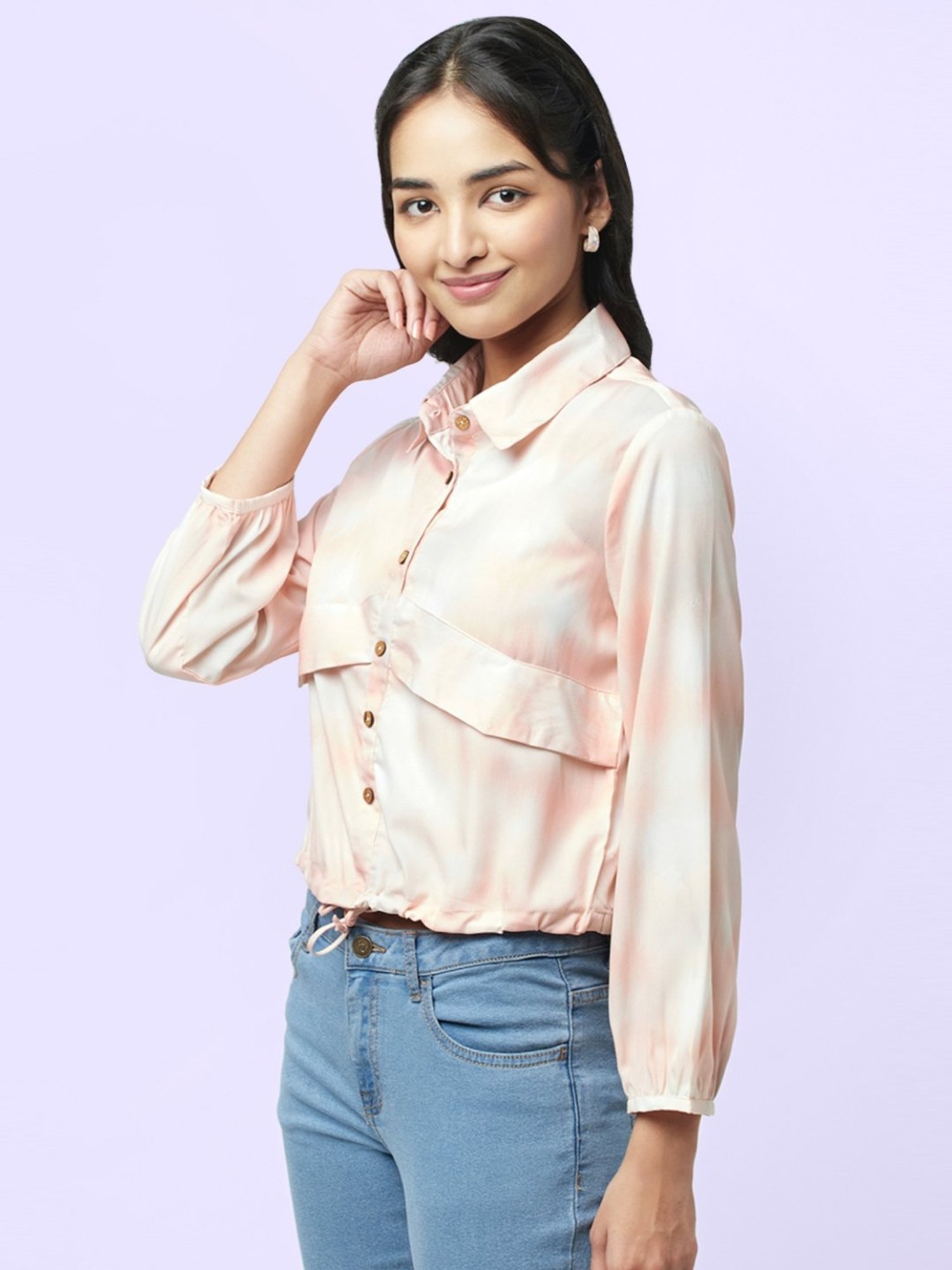 YU by Pantaloons Peach Printed Top