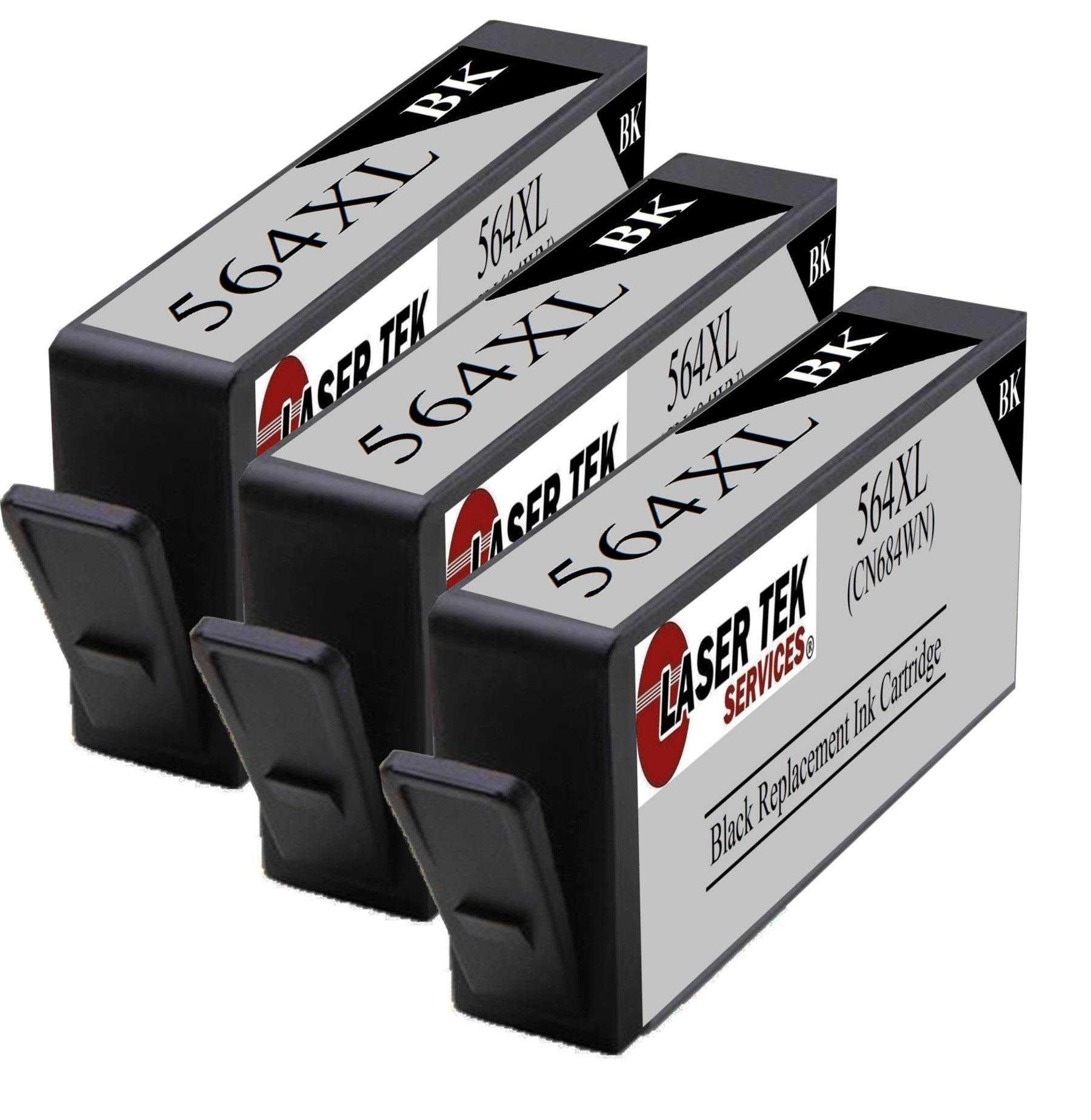 Laser Tek Services&reg; 3 Pack HP CN684WN (564XL) Black Compatible Replacement Ink Cartridges