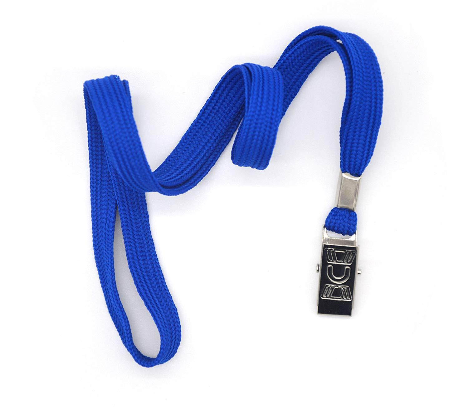 Bird Fiy 50 Pcs Cotton Lanyard Bulldog Clip 32-inch Flat Braid Neck Lanyard for Id Cards/badges (Blue)