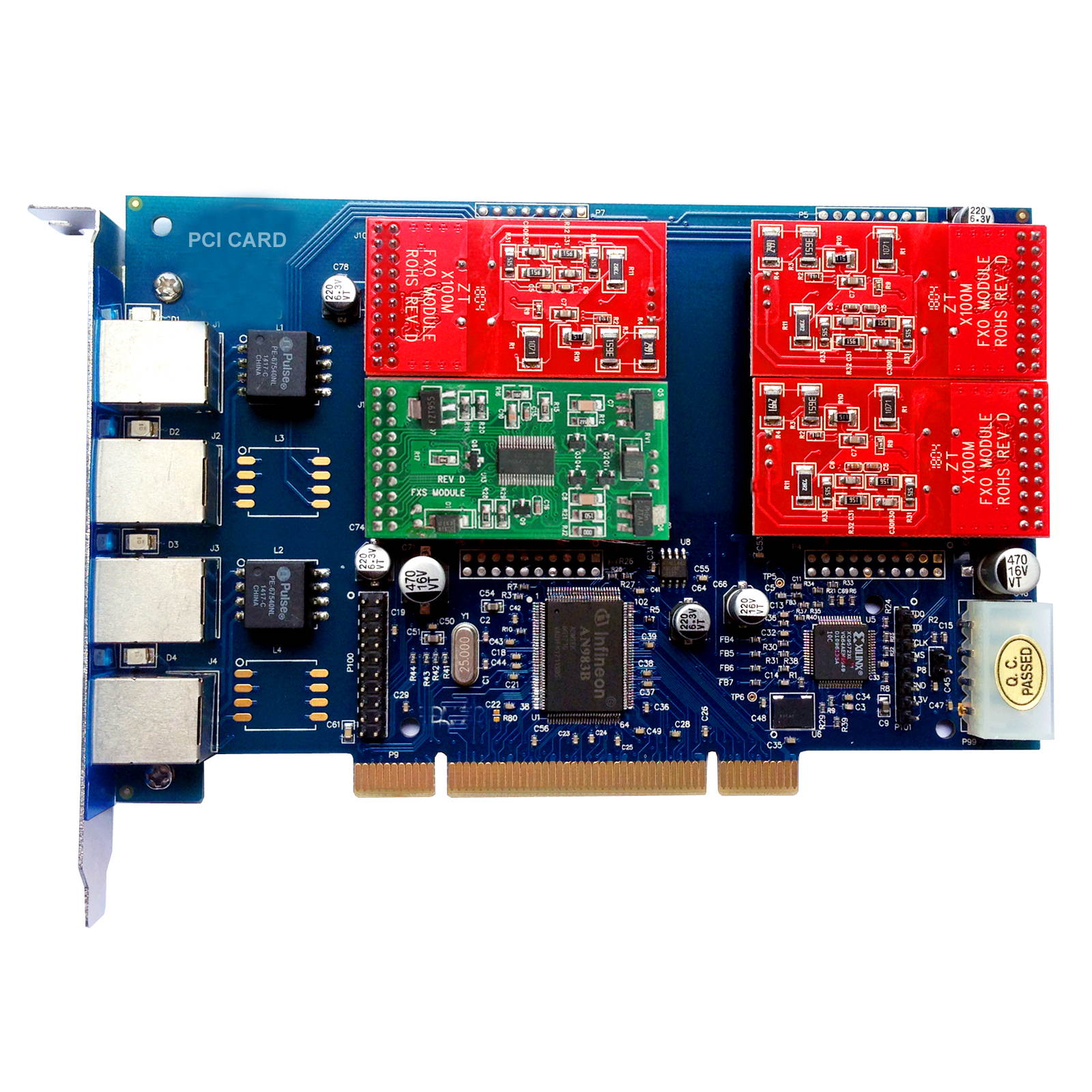 Asterisk Card TDM410P with 3 FXO+1 FXS Modules,Supports Asterisk Elastix FreePbx Dahdi,PCI FXS FXO Card tdm400p For VoIP Gateway PBX SIP phone ip pbx Telephone system