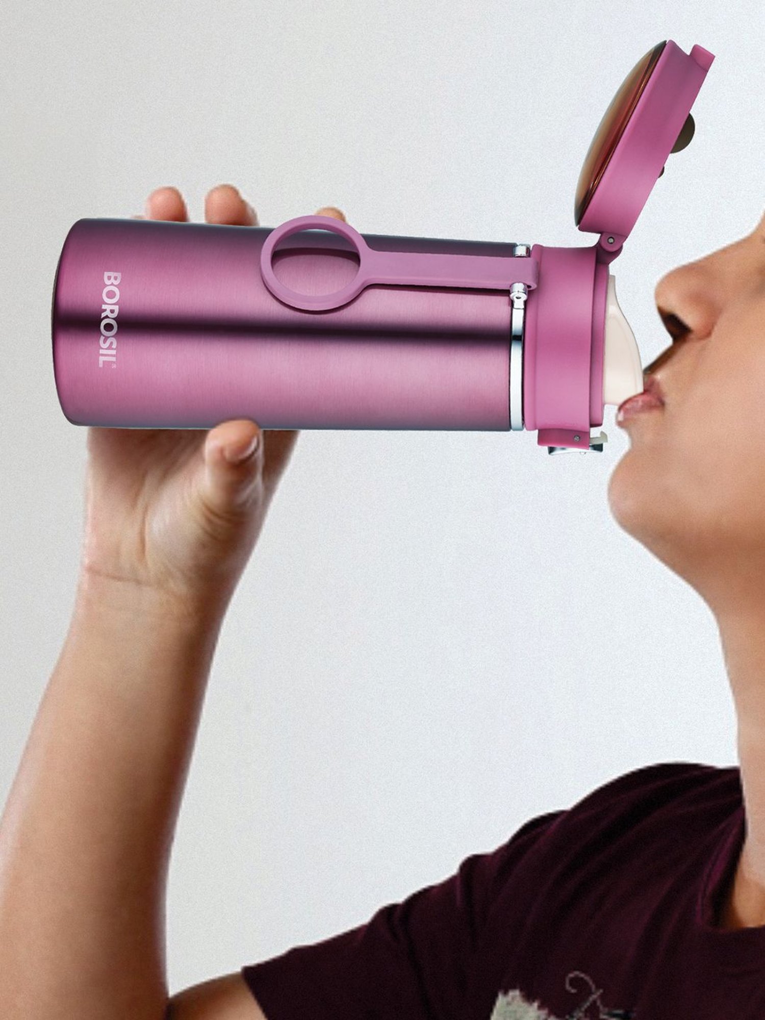 Borosil Purple Stainless Steel Hydra Travelease Vacuum Insulated Flask Water Bottle - 360 ml