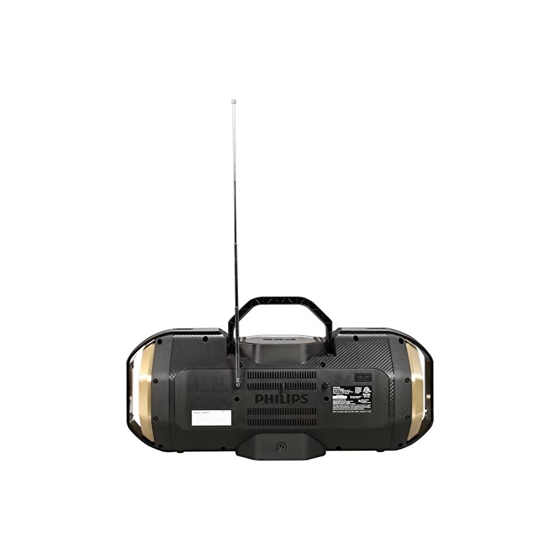 CD Player Boombox CDCDRCDRW Portable wBluetooth USB AMFM Radio Aux LineInput Headset Jack Foldable Carrying Handle and LED Light Phantom Black