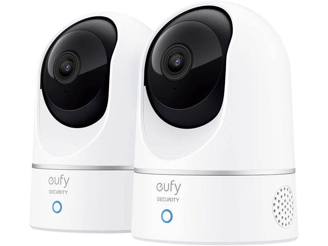 eufy Security, 2K Indoor Cam Pan & Tilt 2-Cam Kit, Security Indoor Camera with Wi-Fi, IP Camera, Human & Pet AI, Voice Assistant Compatibility, Motion Tracking, HomeBase Not Required.