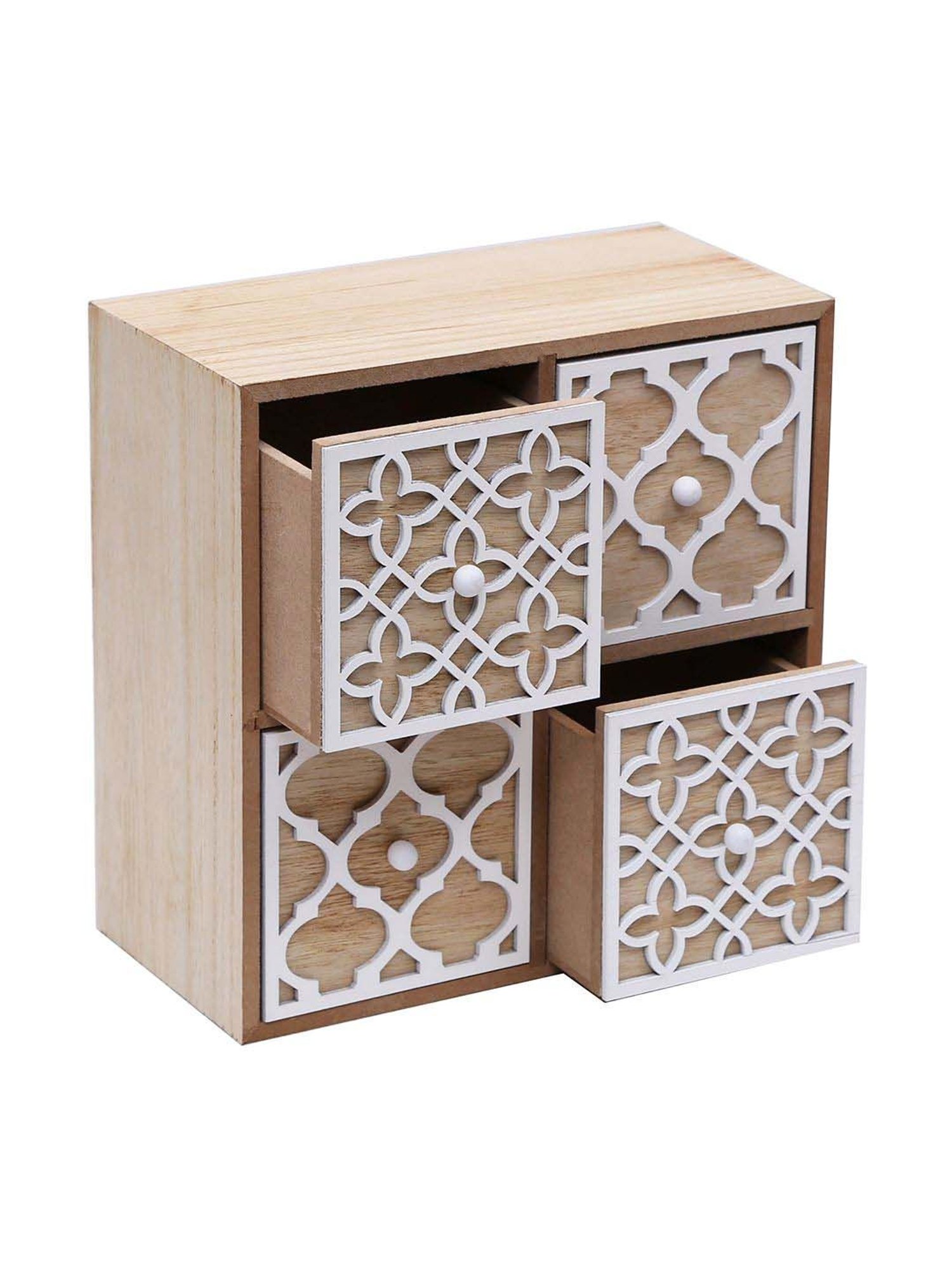 Tayhaa Beige & White Wooden Designed Box