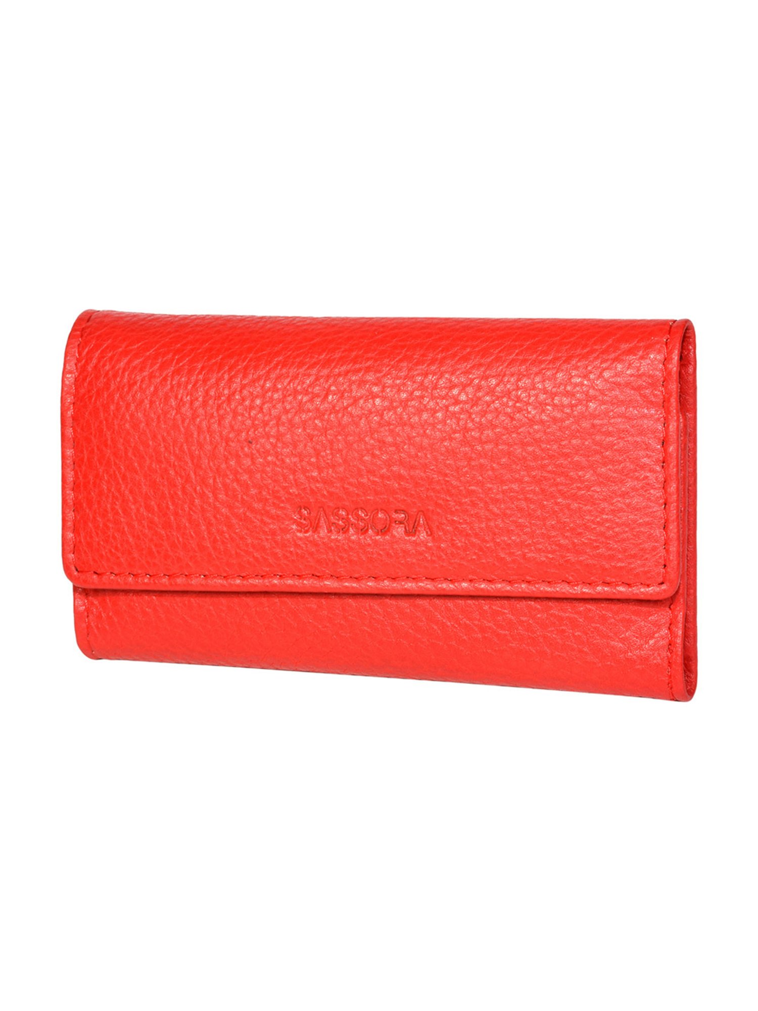 SASSORA Florid Red Leather Small Key Case