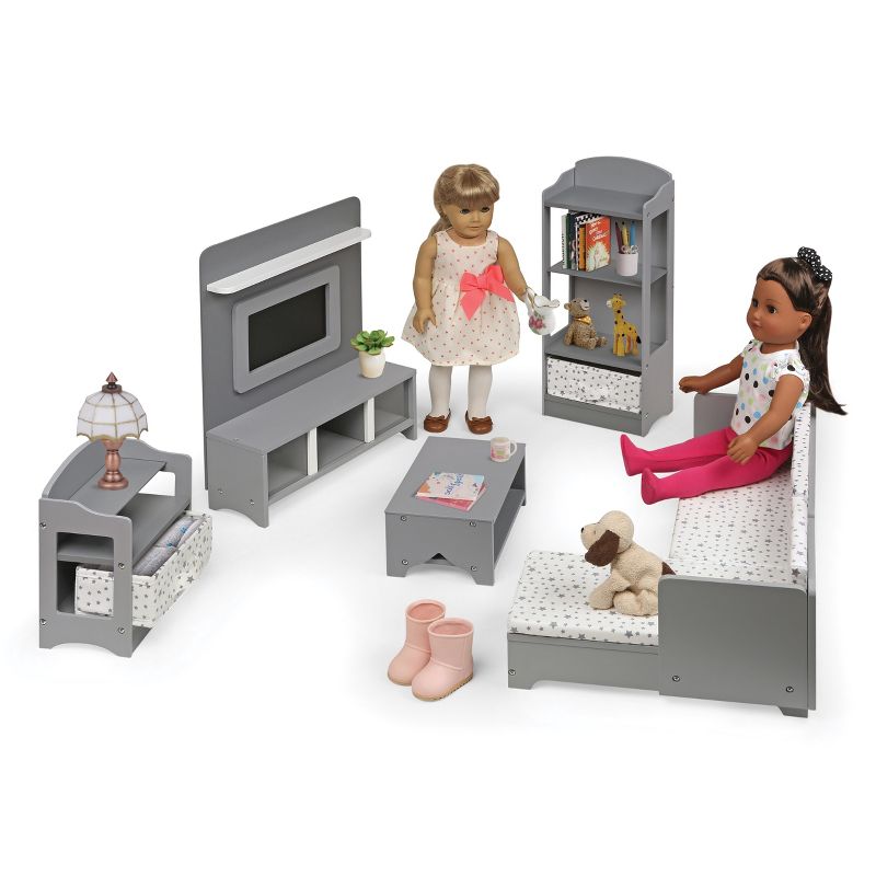 Media Room Furniture Set for 18" Dolls - Gray/White
