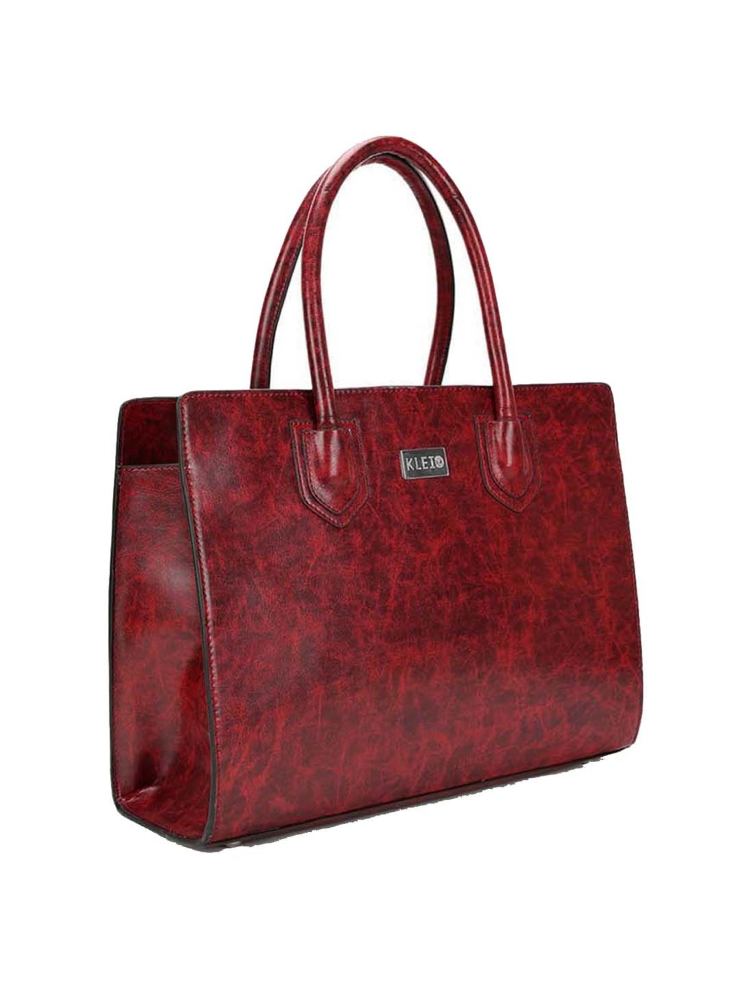 KLEIO Maroon Solid Medium Tote Handbag