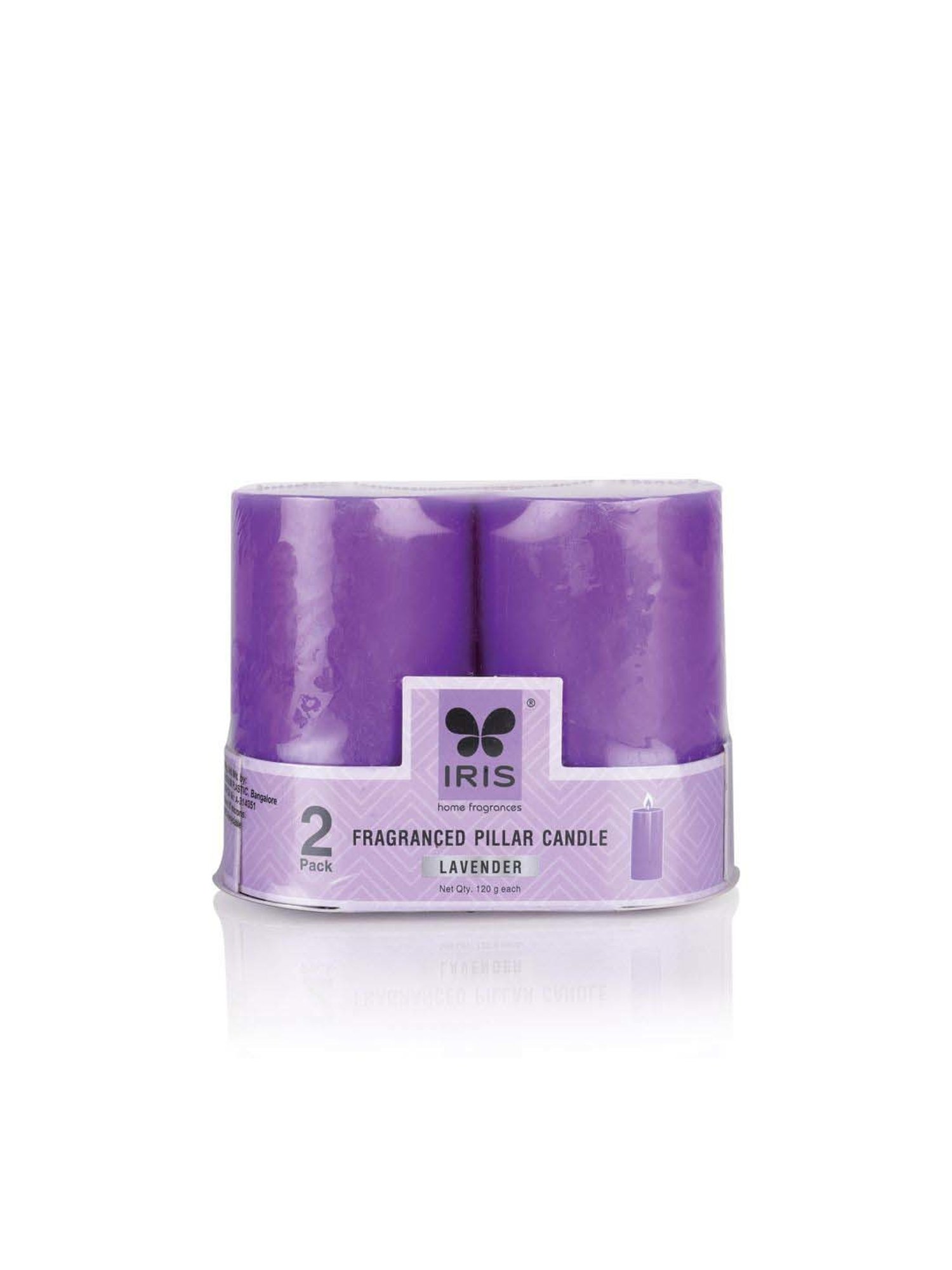 IRIS Purple Home Fragrances Lavender Fragrance Pillar Candles - Set of 2