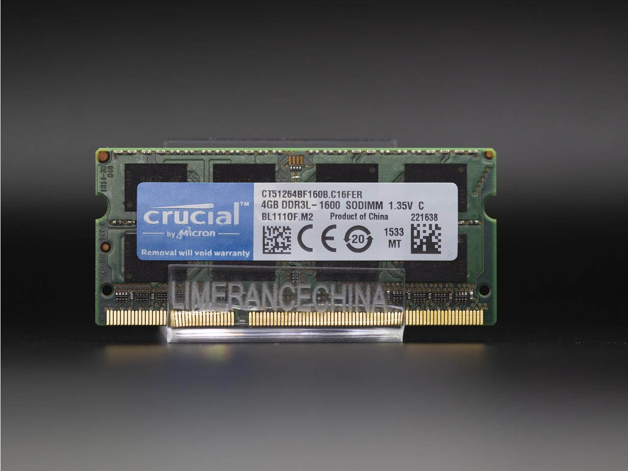 CT51264BF160B - Crucial 4GB 204-Pin DDR3 SO-DIMM DDR3L 1600 (PC3L 12800) Laptop Memory Model