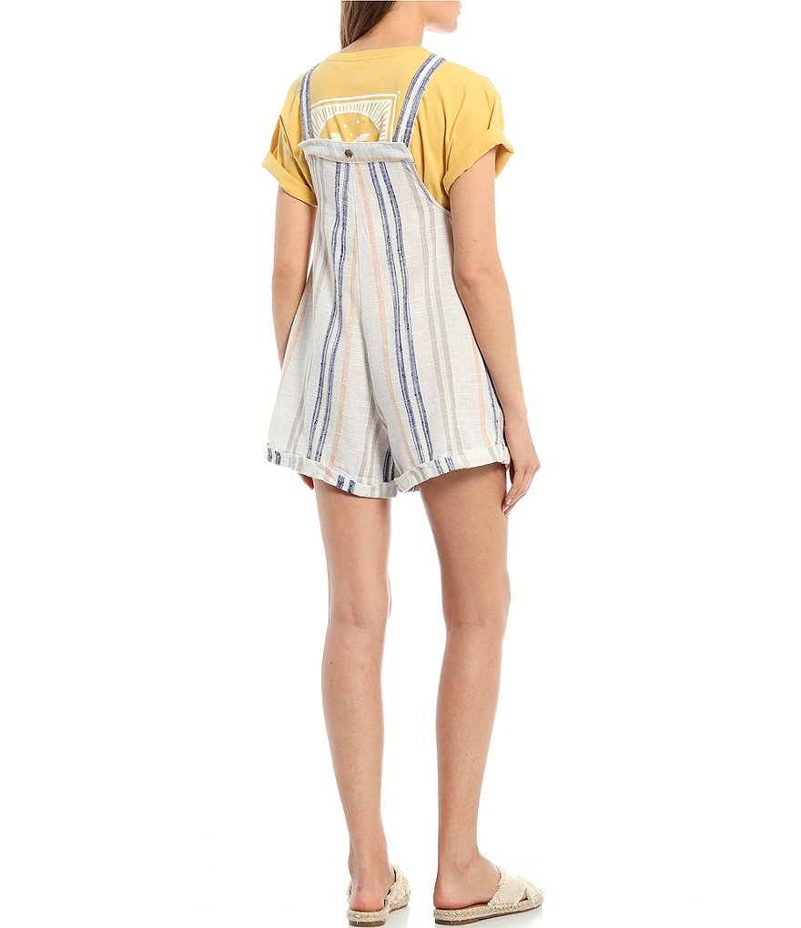 Rip Curl Multi-Striped Villa Cuffed-Hem Romper