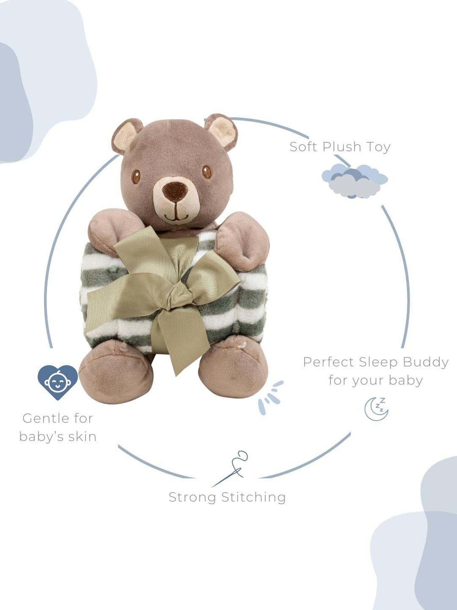 Baby Moo Kids Brown & White Printed Blanket Set