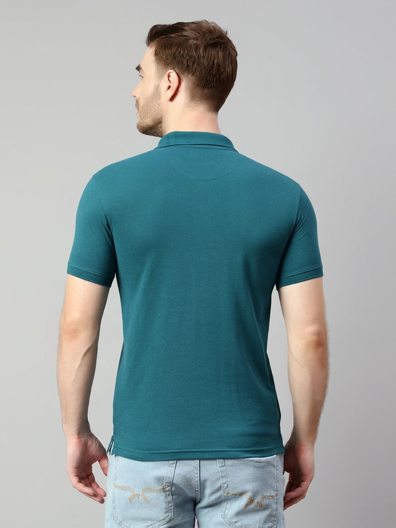 Cantabil Teal Regular Fit Polo T-Shirt