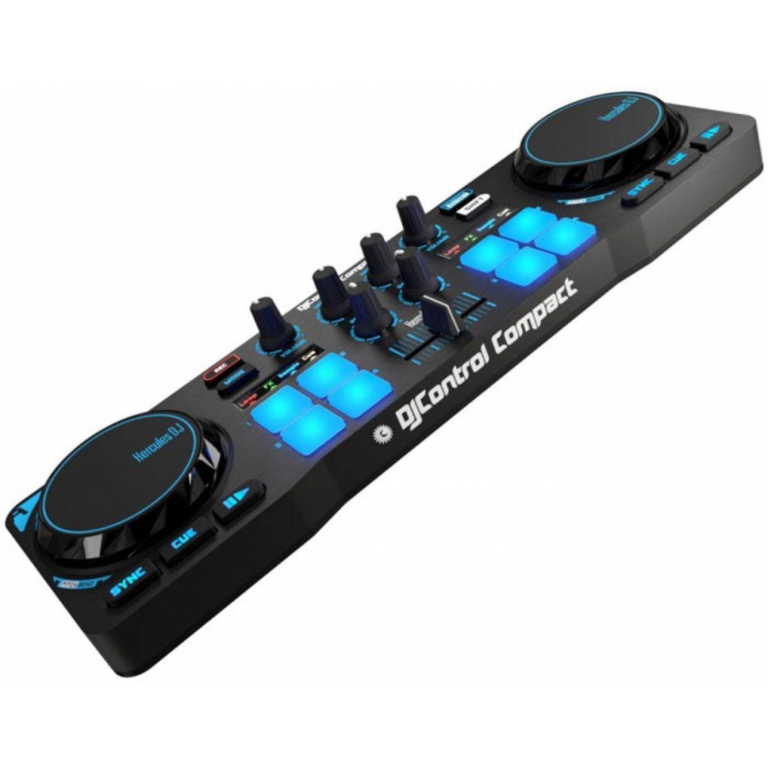 Hercules 4780843 DJControl Compact super-mobile USB Controller with 8 Trigger Pads and 2 Virtual Turntable Decks