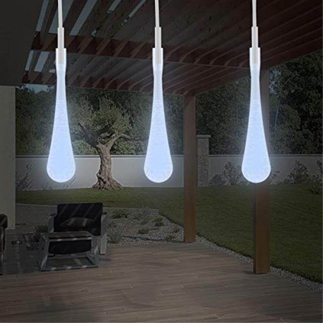 pure garden 50lg1018 string set of 2 30 bulb solar power outdoor led decor tear drop lighting with 8 modes and rechargeable battery cool white