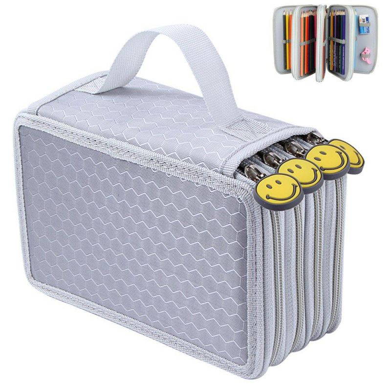 O,Like Large Capacity Oxford 72 Piece Colors Multi-layer Pencil Case Pen Bag Pouch Stationary Case Art Sketch pencil holder bag (grey)