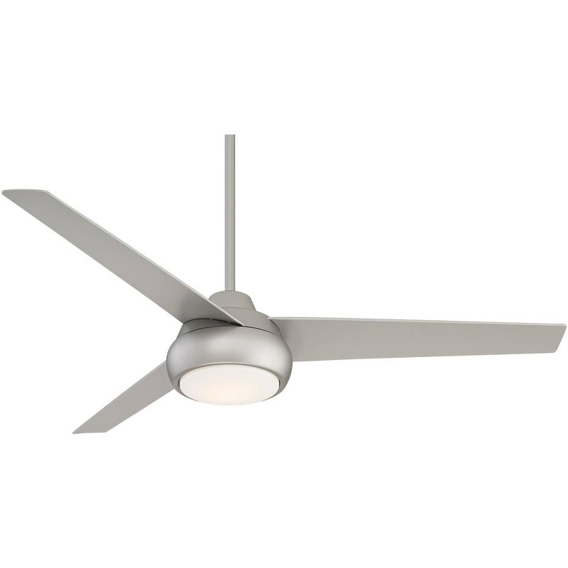52" Casa Vieja Modern 3 Blade Ceiling Fan with Light LED Dimmable Remote Brushed Nickel Opal Glass House Bedroom Living Room Home