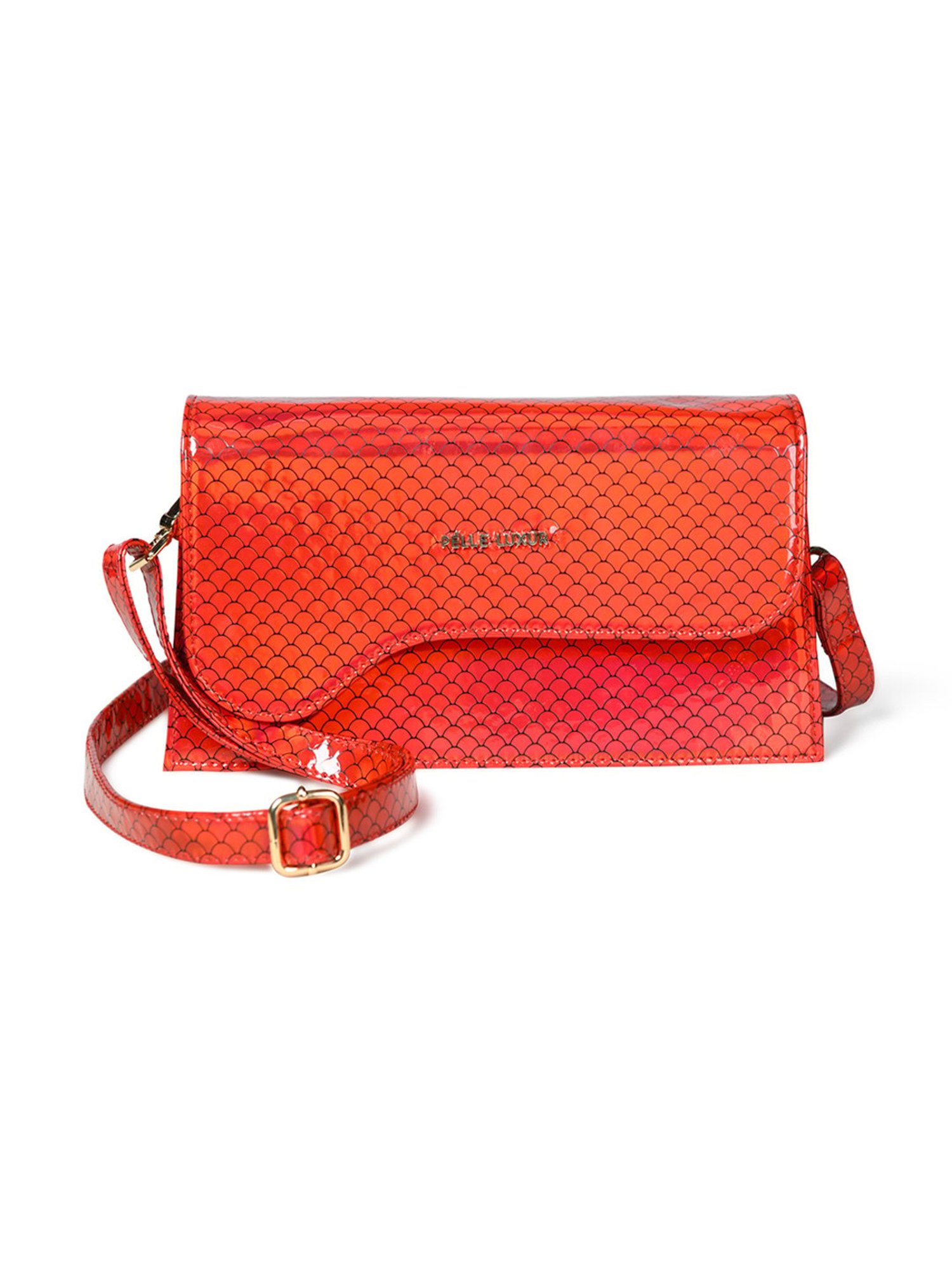PELLE LUXUR Red Textured Small Shoulder Bag