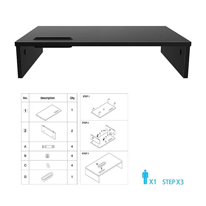 Monitor Stand Riser 213 Inch Wood Monitor Riser Stand with Storage Organizer Desktop Ergonomic Monitor Stand Riser with Cellphone Holder and Cable Management Black