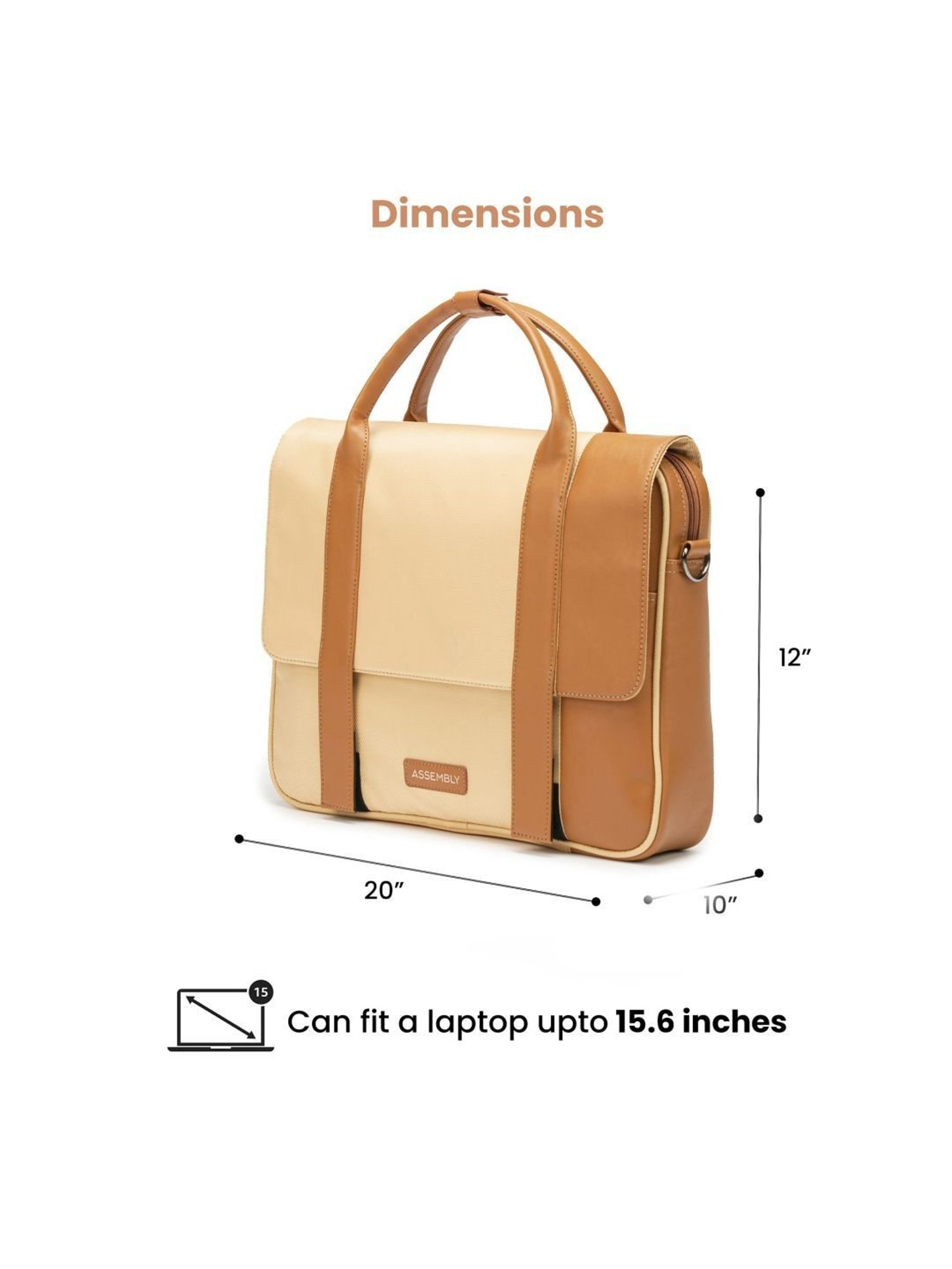 Assembly Beige Medium Laptop Messenger Bag with USB Charging Port