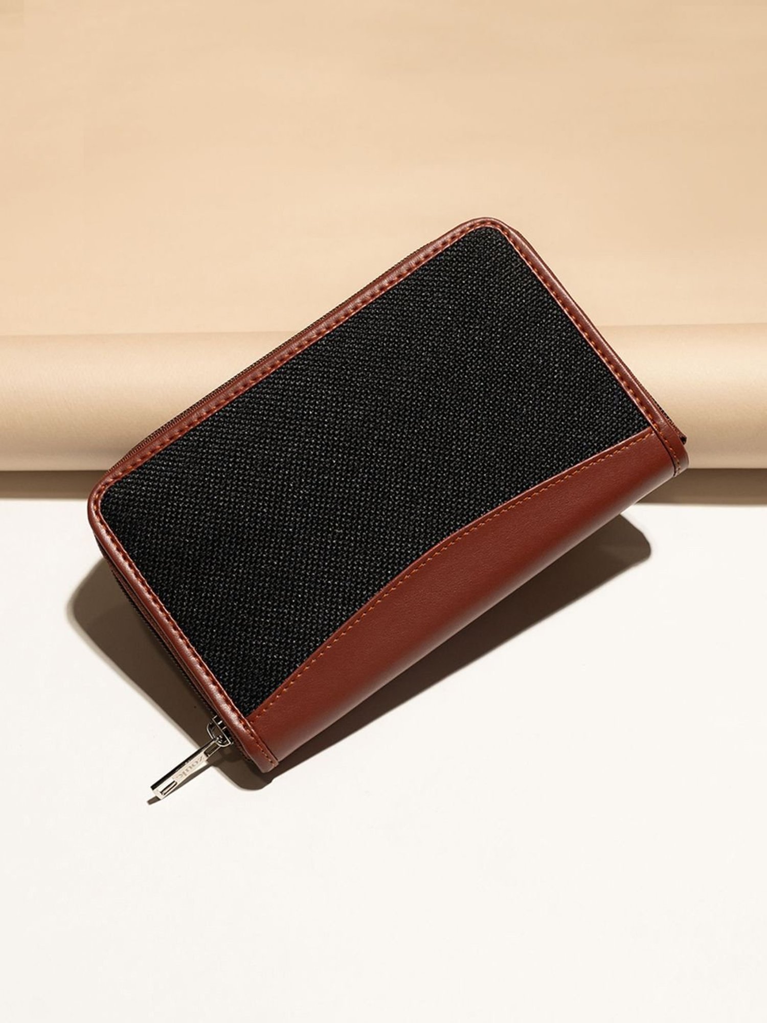 ZOUK Jet Black Jet Black Printed Zip Around Wallet for Women