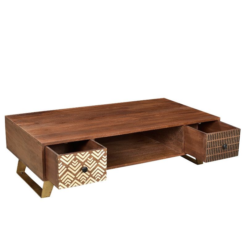 Olga Retro Coffee Table with Drawers Natural -Timbergirl