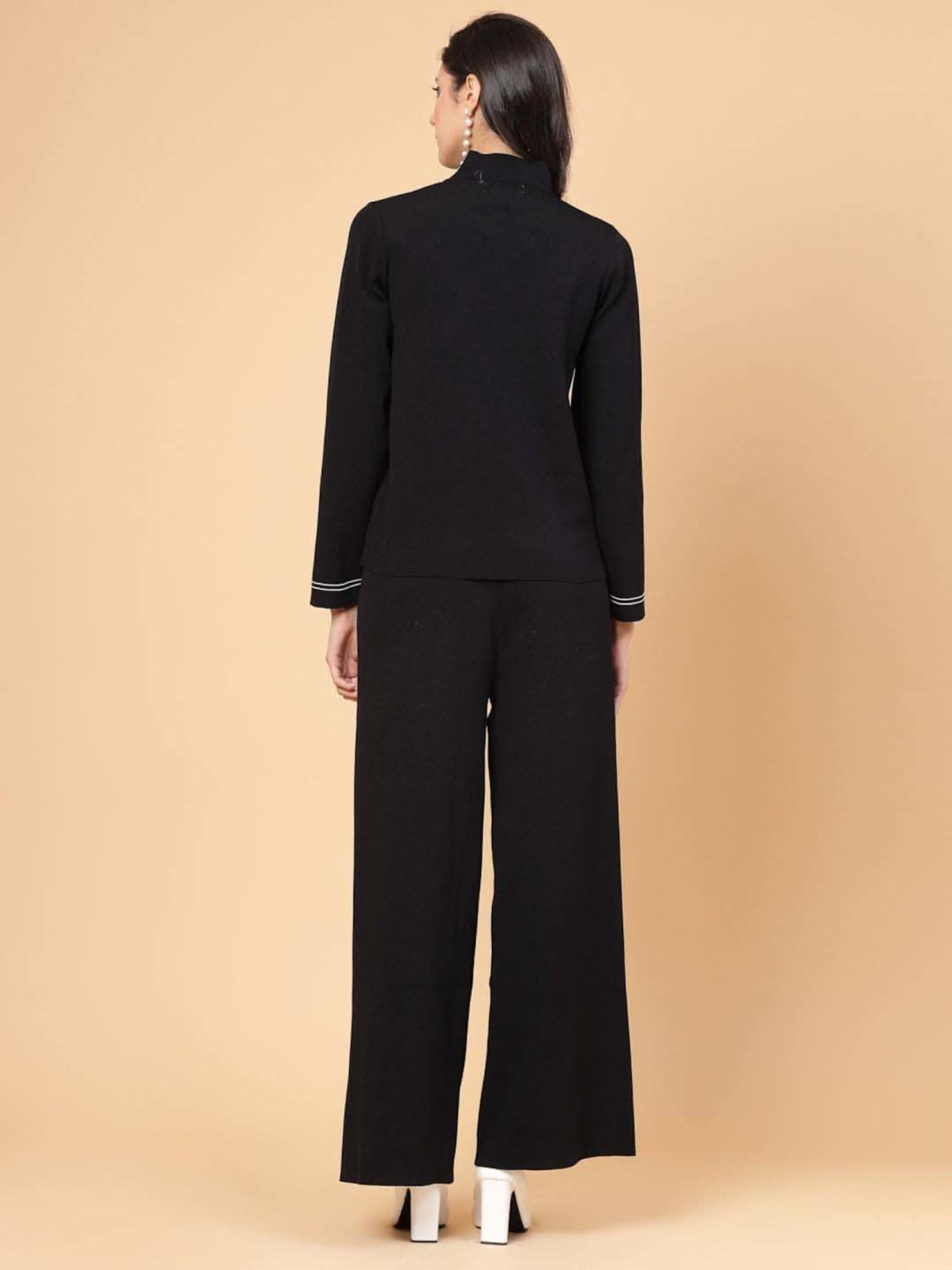 Mafadeny Black Striped T-Shirt Pants Set