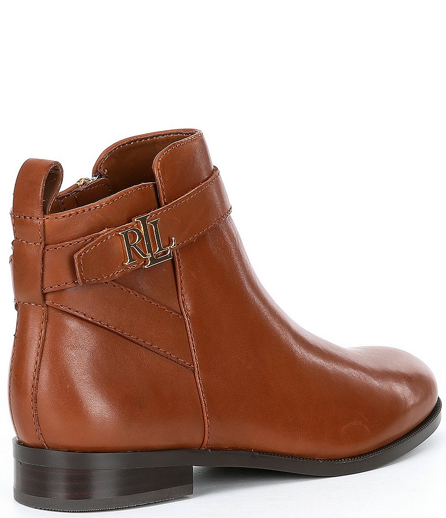 Lauren Ralph Lauren Bonne Logo Detail Leather Ankle Booties