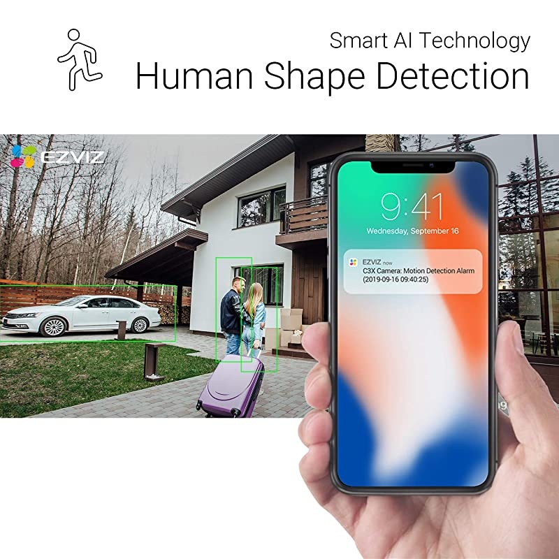 Outdoor Security Camera Dual Lens 1080P, Excellent Color Night Vision, Active Light & Siren Alarm with PIR Motion Detection, Weather Proof, Two-way Talk, the First Dual Lens Security Camera(C3X)