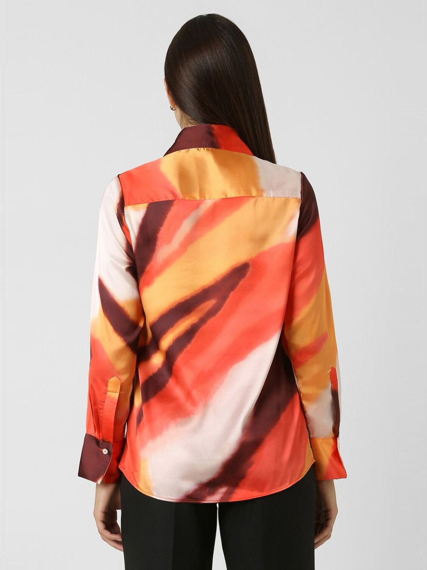 Van Heusen Orange Printed Formal Shirt