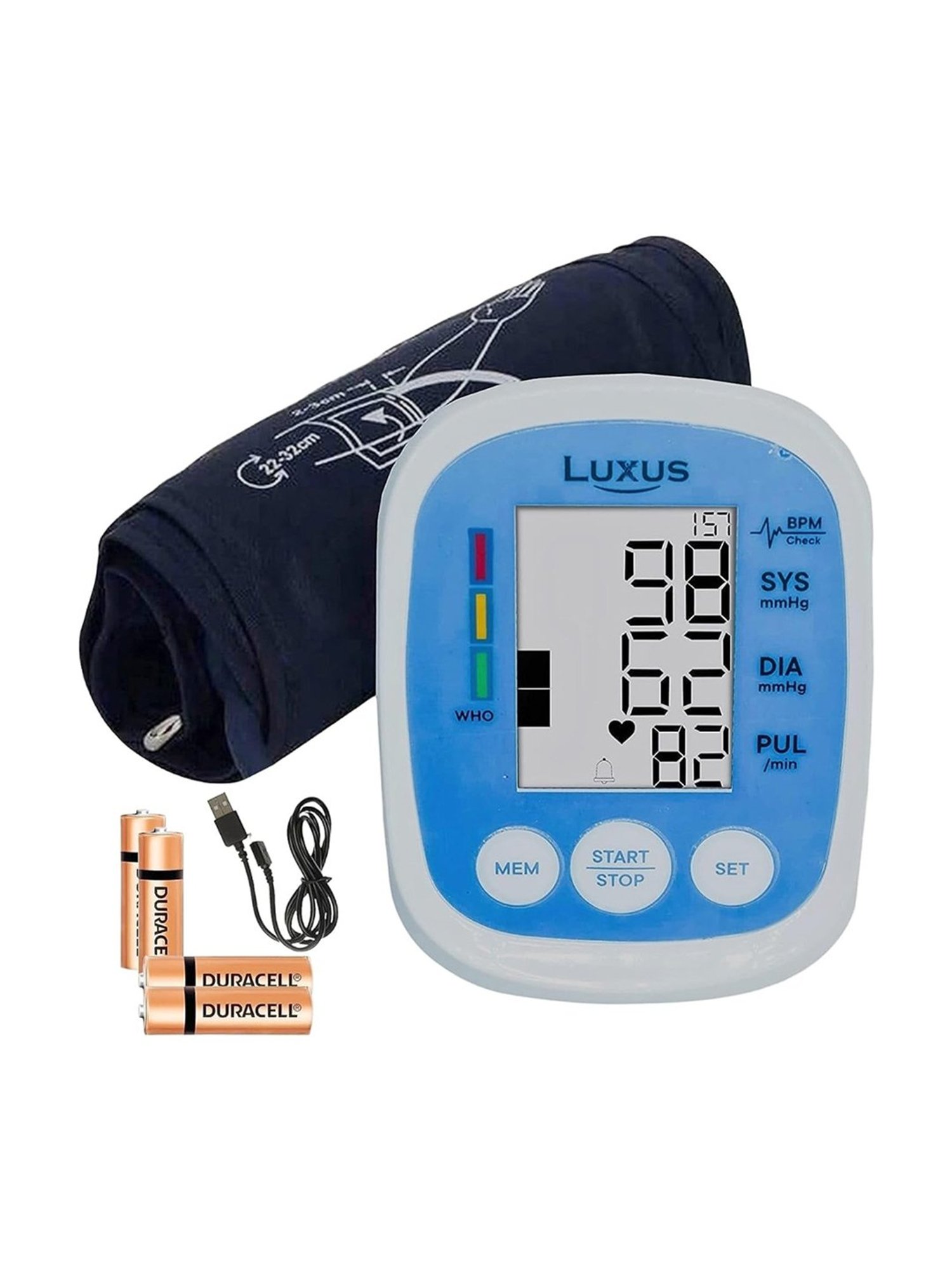 Luxus BP-105 Digital Automatic Blood Pressure Monitor with USB C Port Complete Kit (Blue & White)