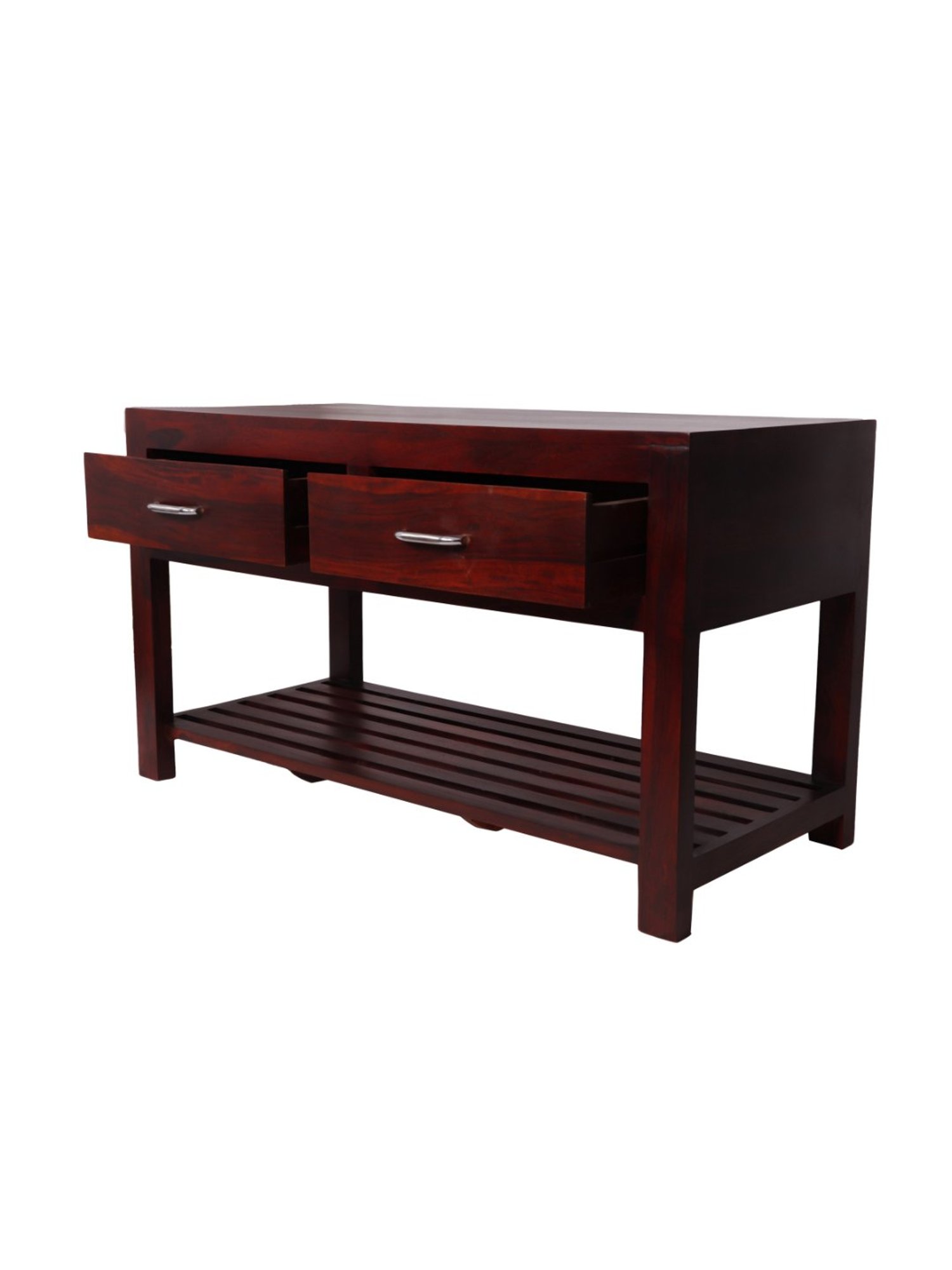 Ikiriya Elder Solid Dark Brown Wood Console Table Dark Walnut Finish