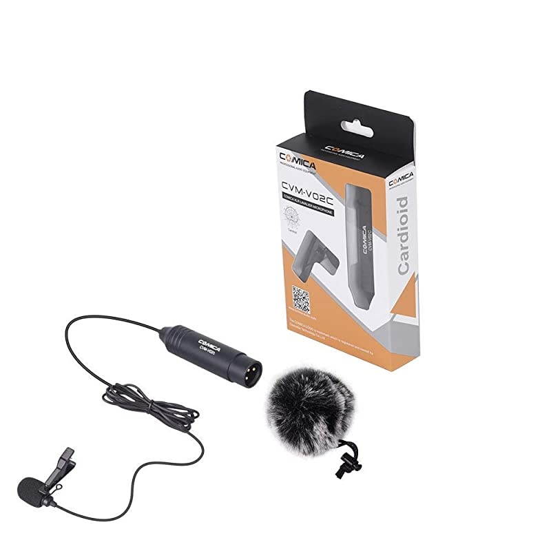 XLR Microphone CVMV02C Cardioid XLR Lavalier Lapel Microphone Microphone for Camera Canon Sony Panasonic Camcorders Zoom H4n H5 H6 Tascam DR40 DR100 Recorders 1 Pack59ft