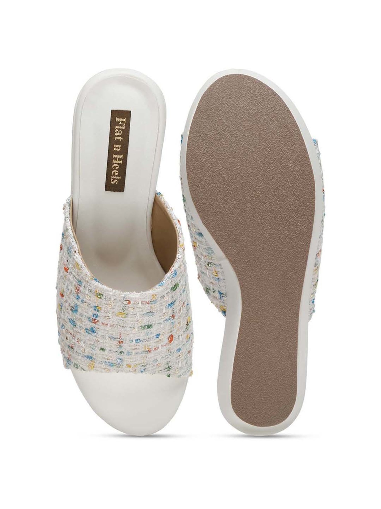 Flat N Heels Women's White Casual Wedges