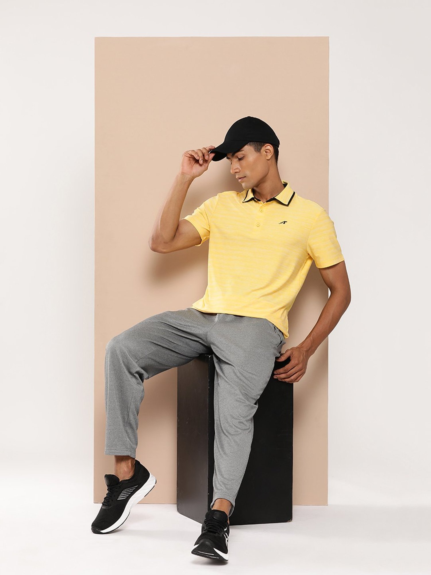 ALCIS Yellow Slim Fit Golf Polo T-Shirt