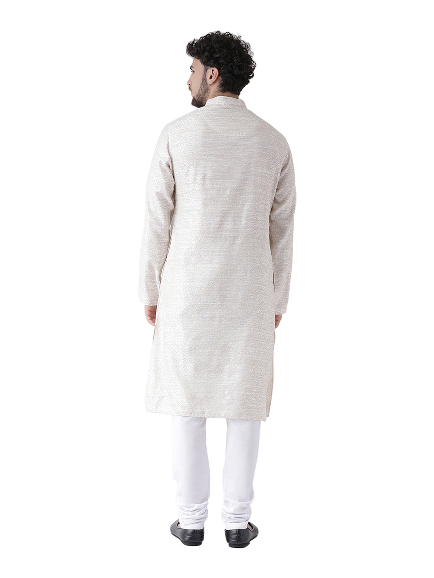 TABARD White Mandarin Collar Kurta