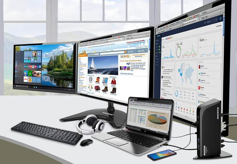 Diamond Multimedia DS3900PD Diamond Multimedia Triple Display 4K Universal Type-C Docking Station with Power Delivery (65W) for Mac and Windows Equipped Type-C/Thunderbolt 3 Laptops