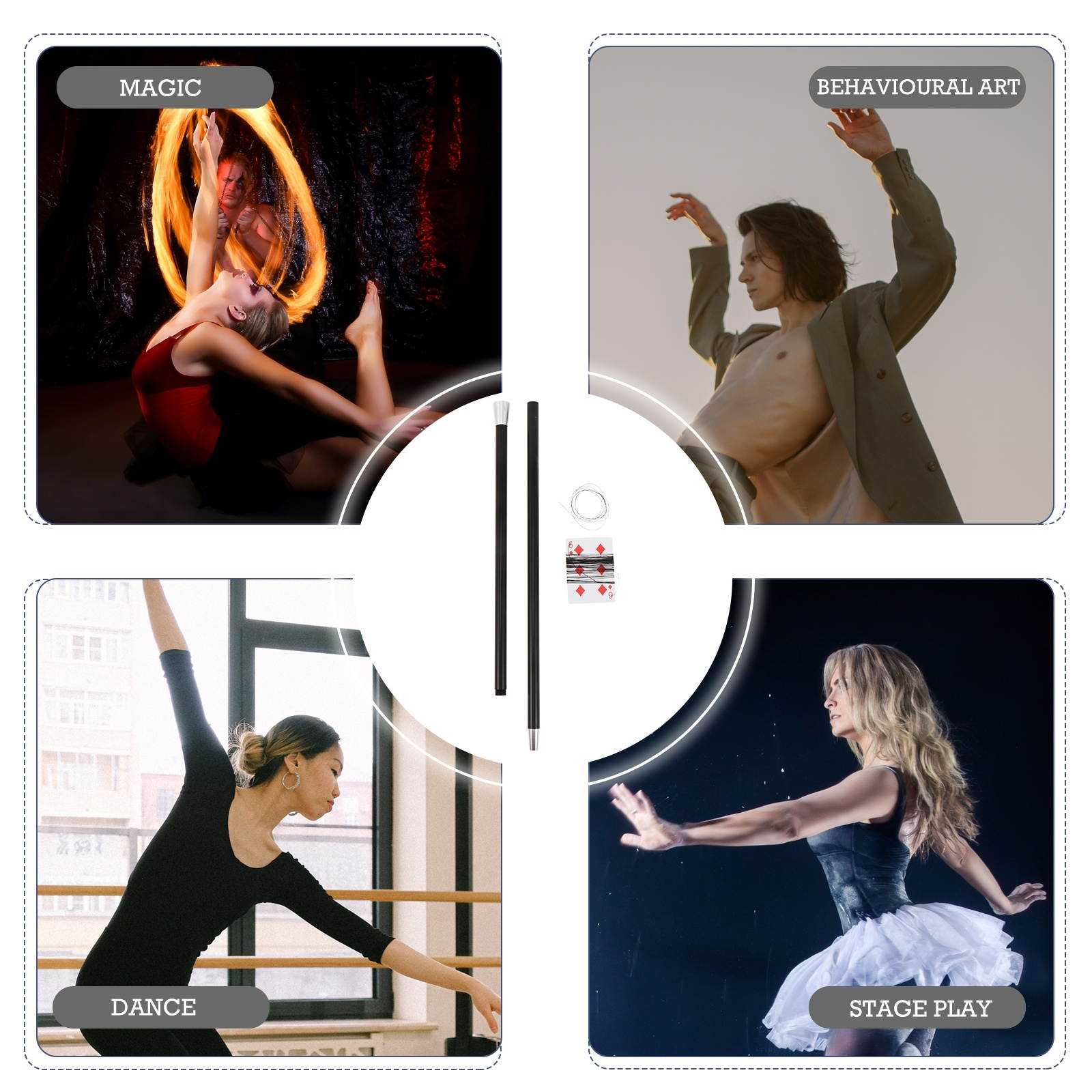 1pc Practical Two-section Arts Entertainment Tool Dancing Stick Stage Tricks Wand