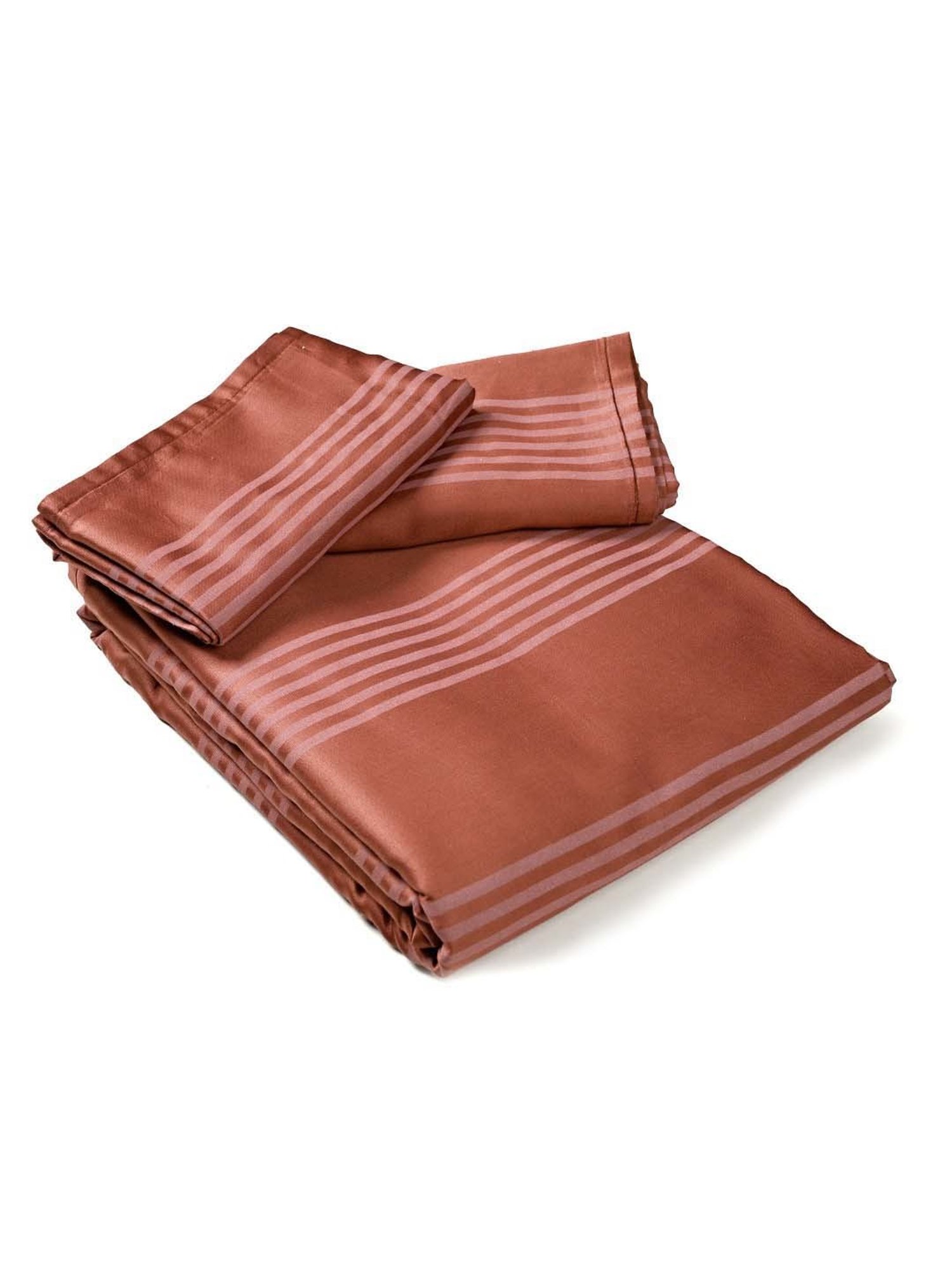 Saral Home Easy Living Rust Cotton Dhari Soft Self Pattern Queen Bed Sheet With Pillow Covers